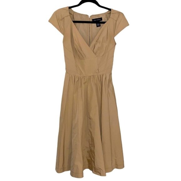 Pink Tartan V Neck Pleated Midi Dress Size 0 - Picture 11 of 12